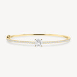 Asscher Cut Diamond Pavé Solitaire Bangle