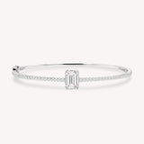 Emerald Cut Diamond Pavé Solitaire Bangle