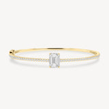 Emerald Cut Diamond Pavé Solitaire Bangle