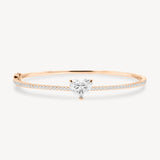 Heart Shaped Diamond Pavé Solitaire Bangle