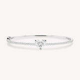 Heart Shaped Diamond Pavé Solitaire Bangle
