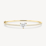 Heart Shaped Diamond Pavé Solitaire Bangle