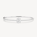 Oval Cut Diamond Pavé Solitaire Bangle