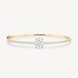 Oval Cut Diamond Pavé Solitaire Bangle
