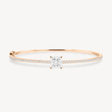 Princess Cut Diamond Pavé Solitaire Bangle