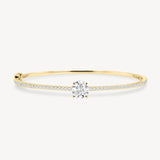 Round Cut Diamond Pavé Solitaire Bangle