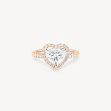 Heart Shaped Diamond Halo Pavé Ring in Cathedral Setting