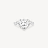 Heart Shaped Diamond Halo Pavé Ring in Cathedral Setting