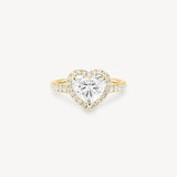 Heart Shaped Diamond Halo Pavé Ring in Cathedral Setting