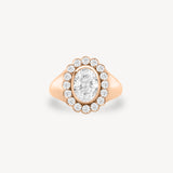 Oval Cut Diamond Halo Signet Ring