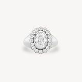 Oval Cut Diamond Halo Signet Ring