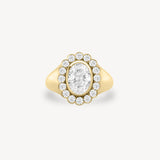 Oval Cut Diamond Halo Signet Ring