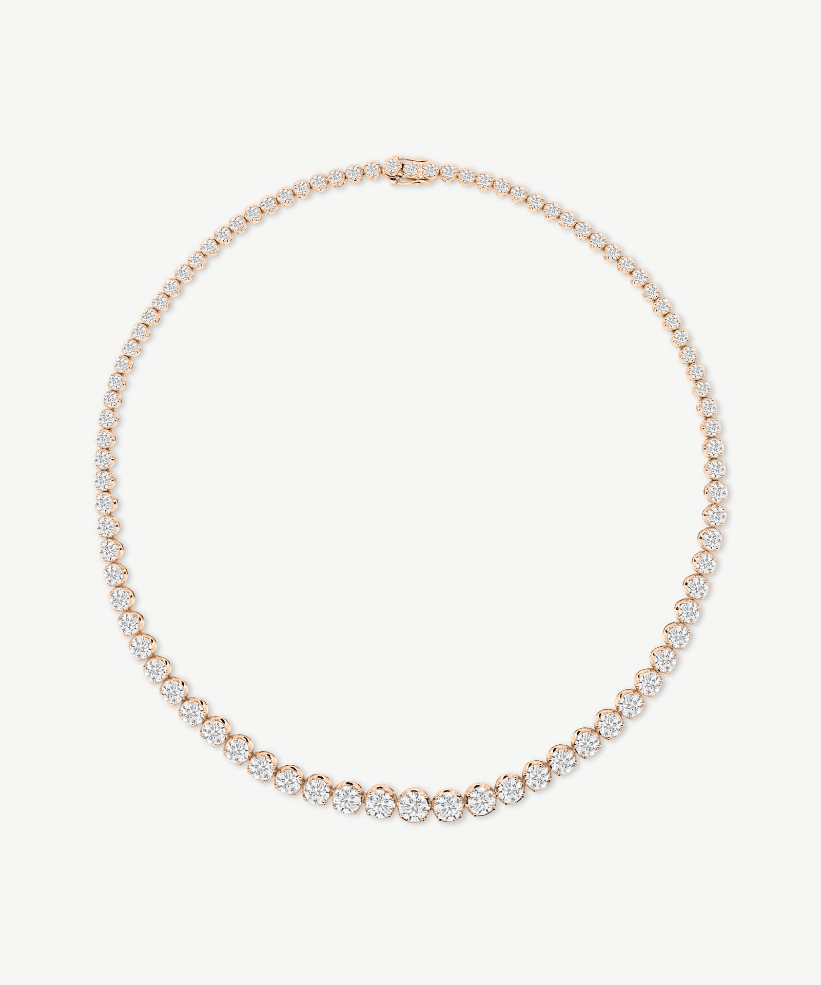 20.00 CTW Graduated Round Cut Diamond Tennis Necklace in Enlargement Setting