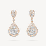 Double Pear Diamond Pavé Halo Drop Earrings