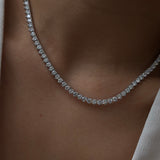 20.00 CTW Round Cut Tennis Necklace in Scalloped Three-Prong Setting