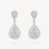 Double Pear Diamond Pavé Halo Drop Earrings