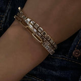 Emerald Cut Diamond Bezel Tennis Bracelet