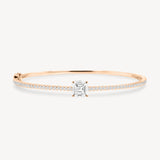 Asscher Cut Diamond Pavé Solitaire Bangle