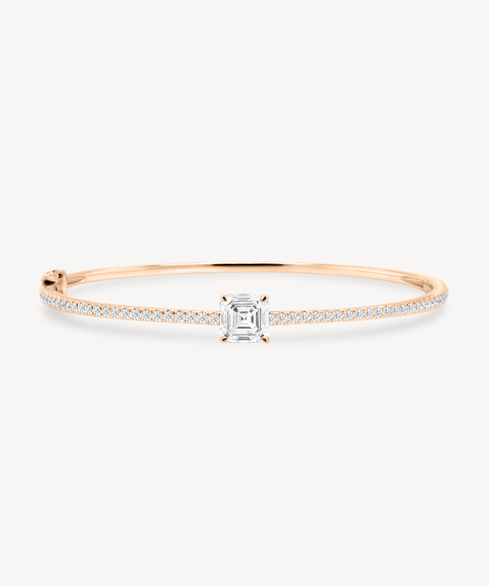 Asscher Cut Diamond Pavé Solitaire Bangle