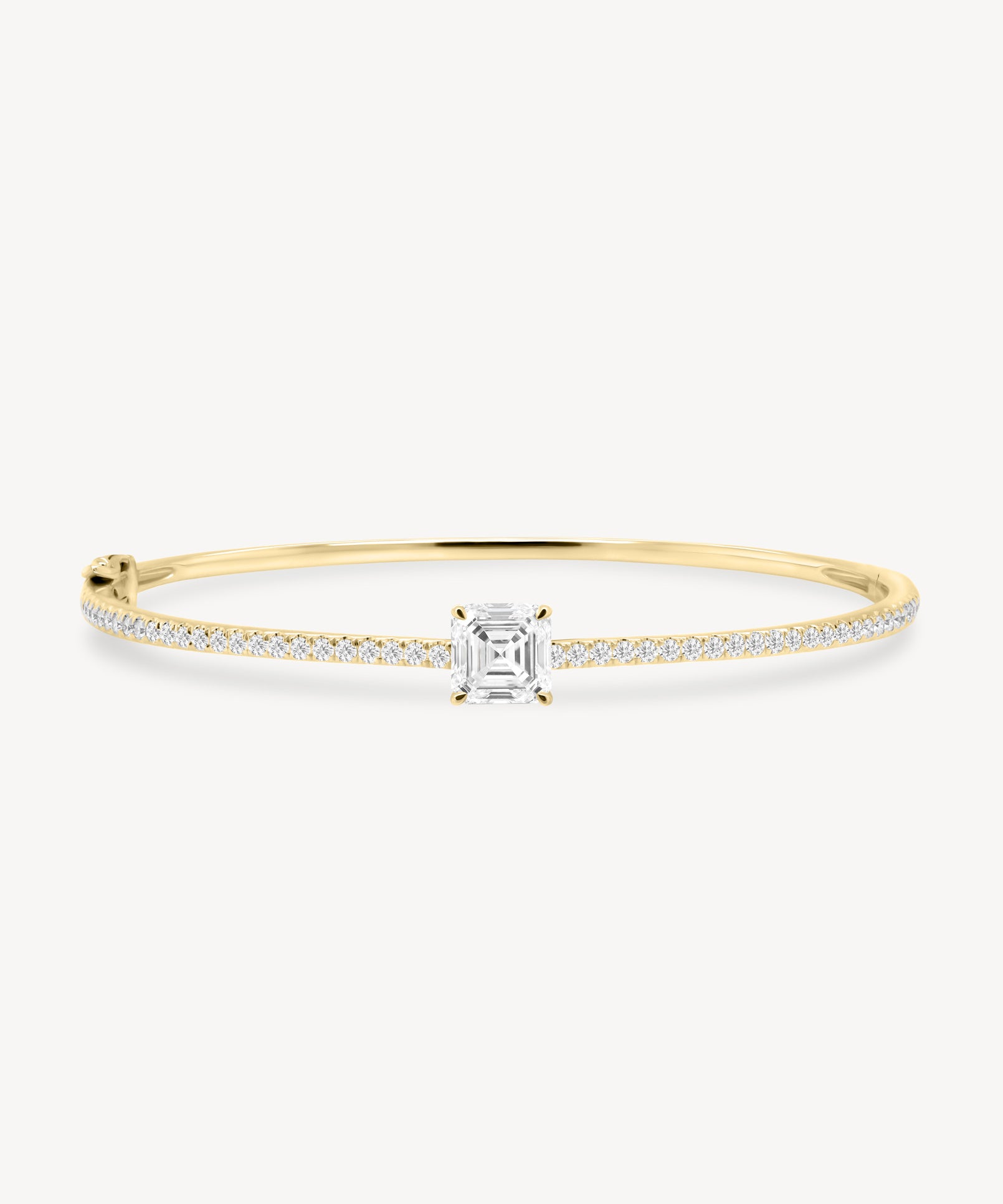 Asscher Cut Diamond Pavé Solitaire Bangle