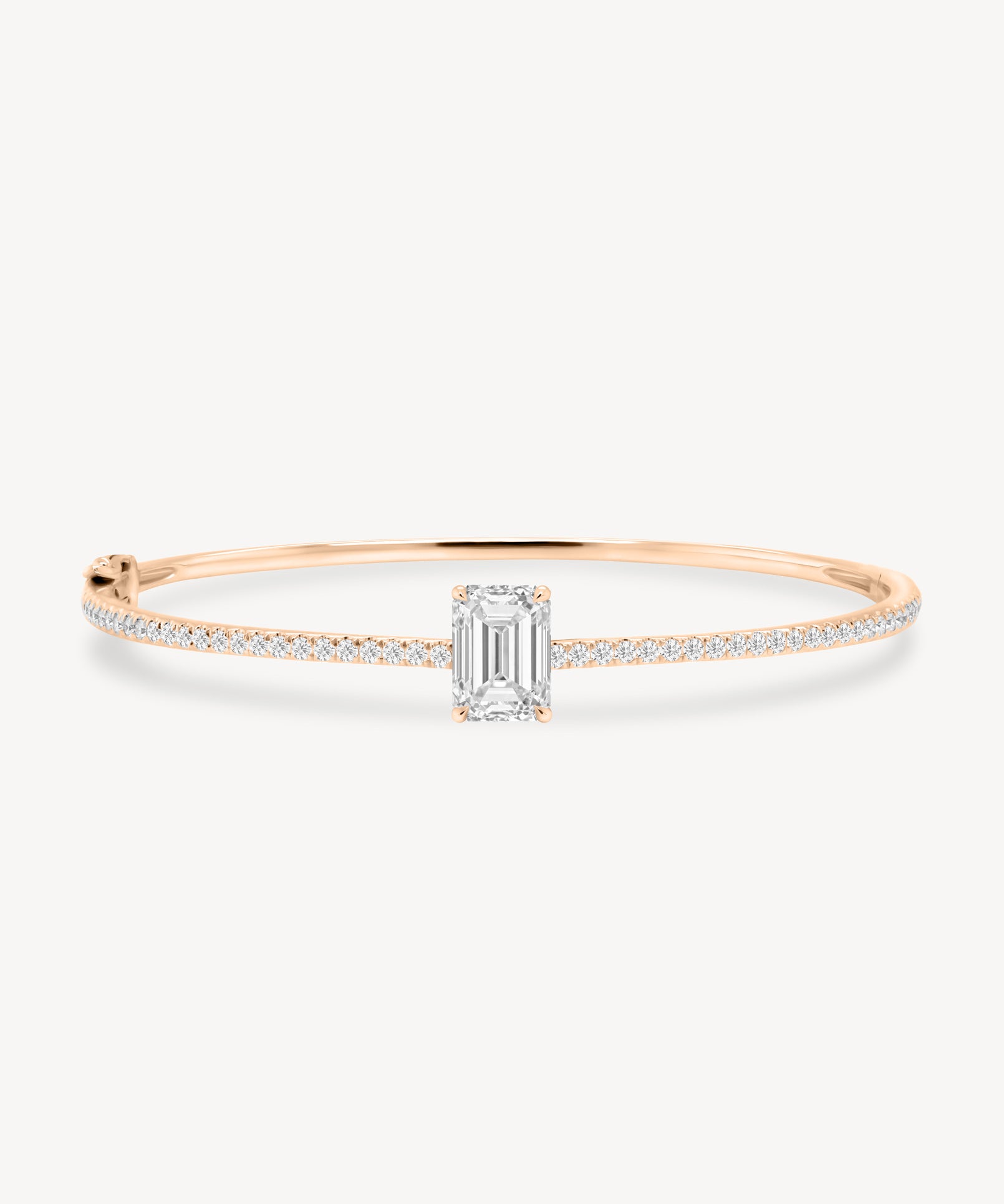 Emerald Cut Diamond Pavé Solitaire Bangle