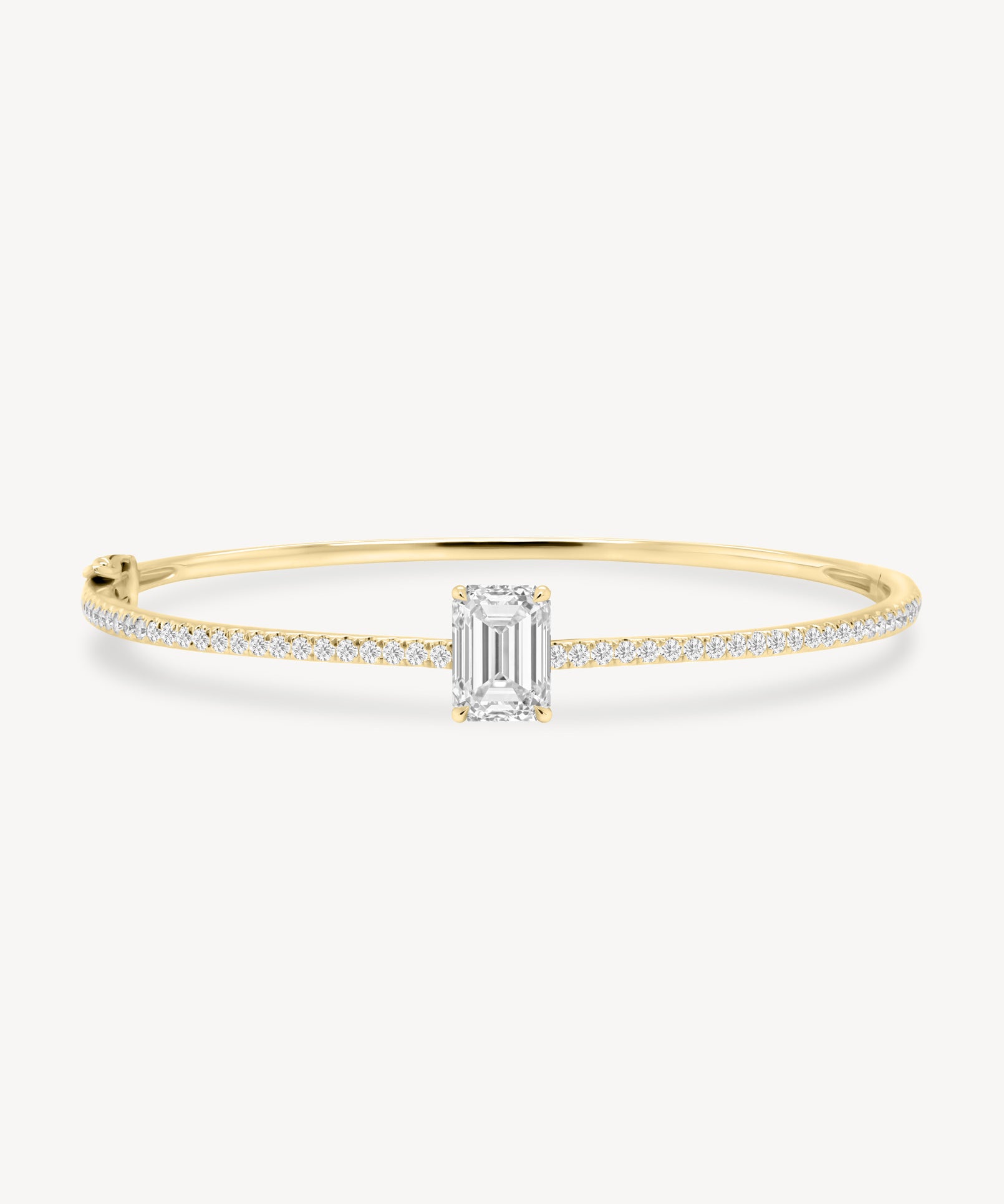 Emerald Cut Diamond Pavé Solitaire Bangle