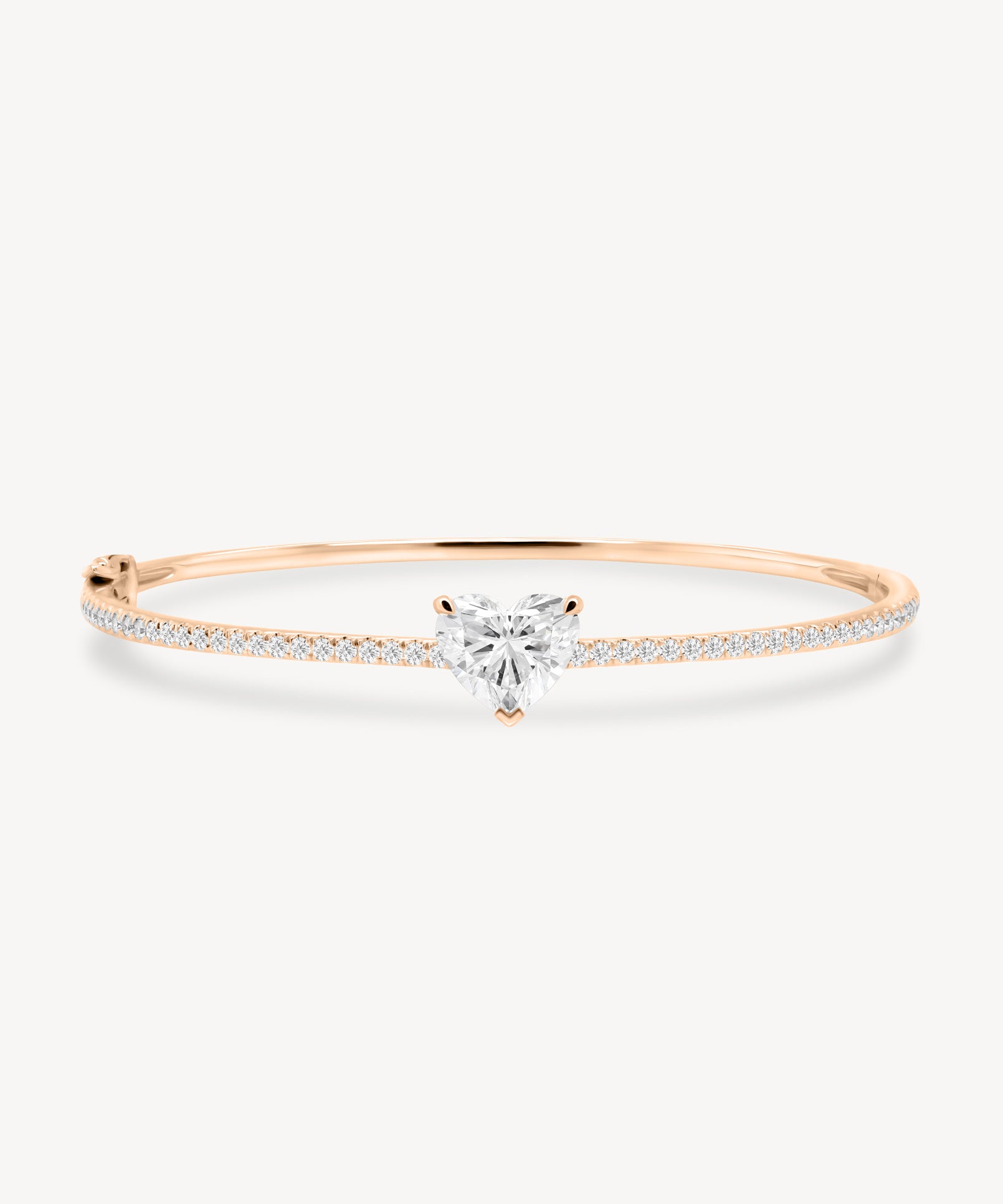 Heart Shaped Diamond Pavé Solitaire Bangle