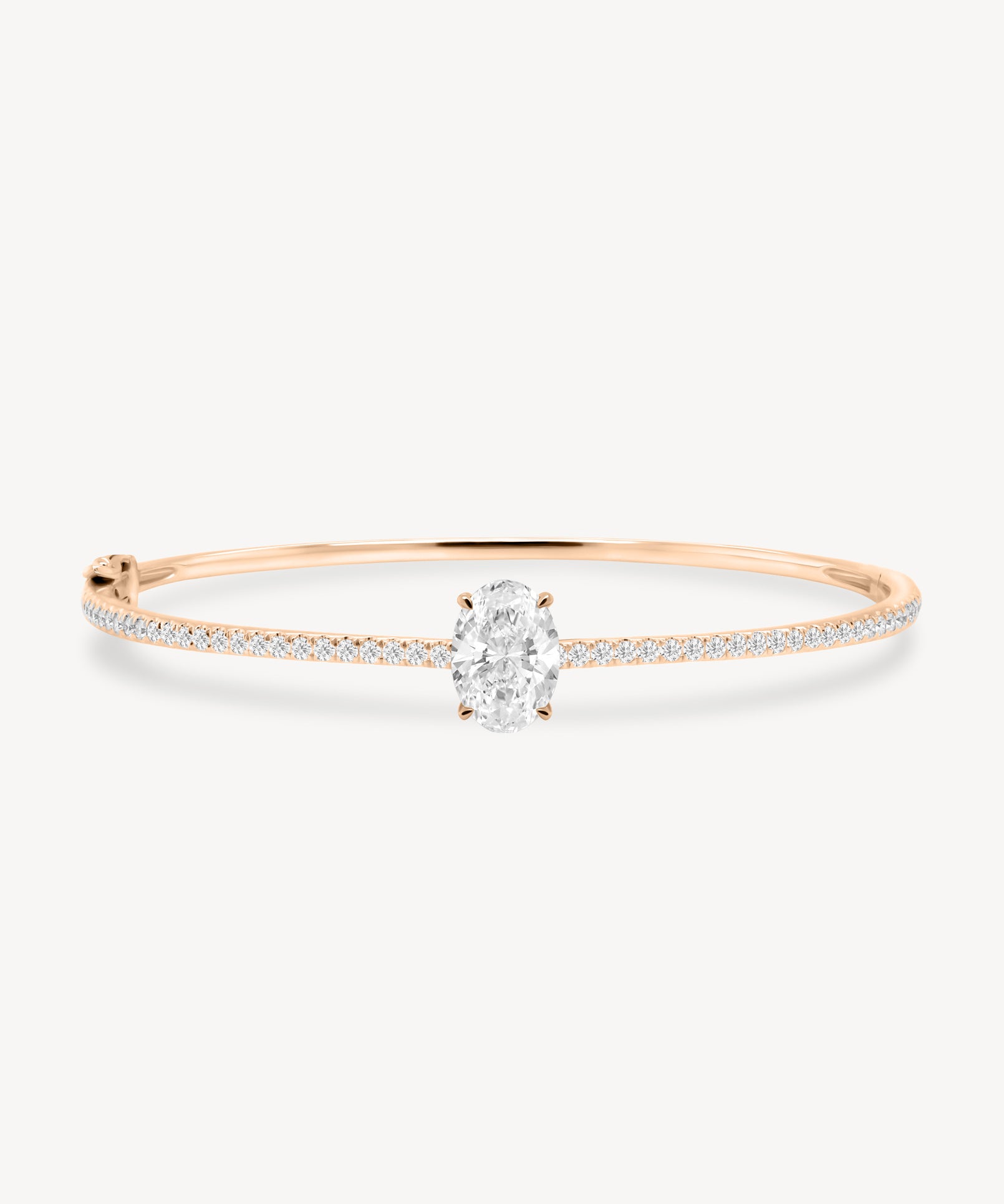 Oval Cut Diamond Pavé Solitaire Bangle