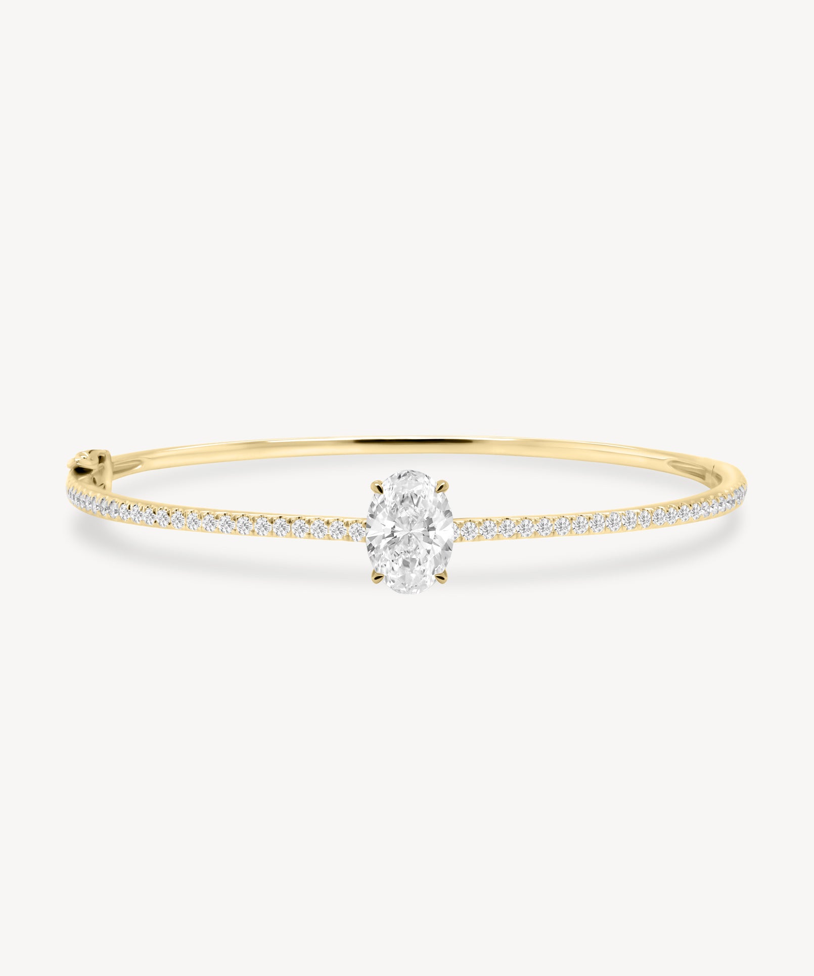 Oval Cut Diamond Pavé Solitaire Bangle