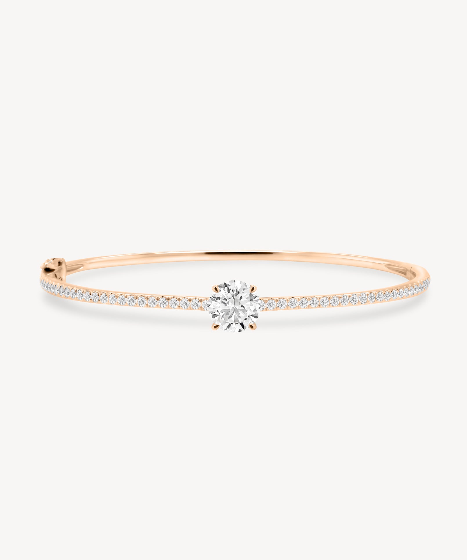 Round Cut Diamond Pavé Solitaire Bangle