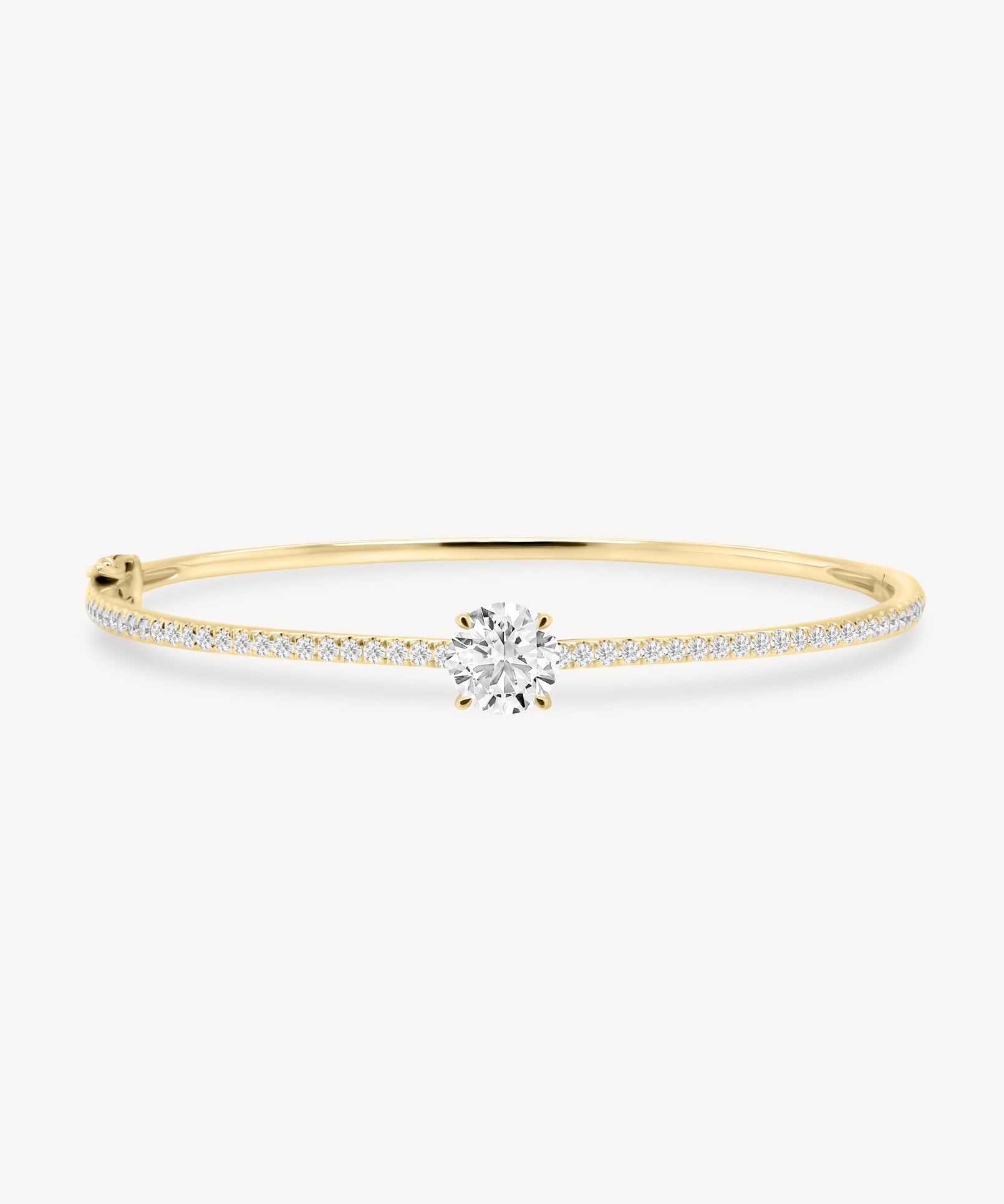 Round Cut Diamond Pavé Solitaire Bangle
