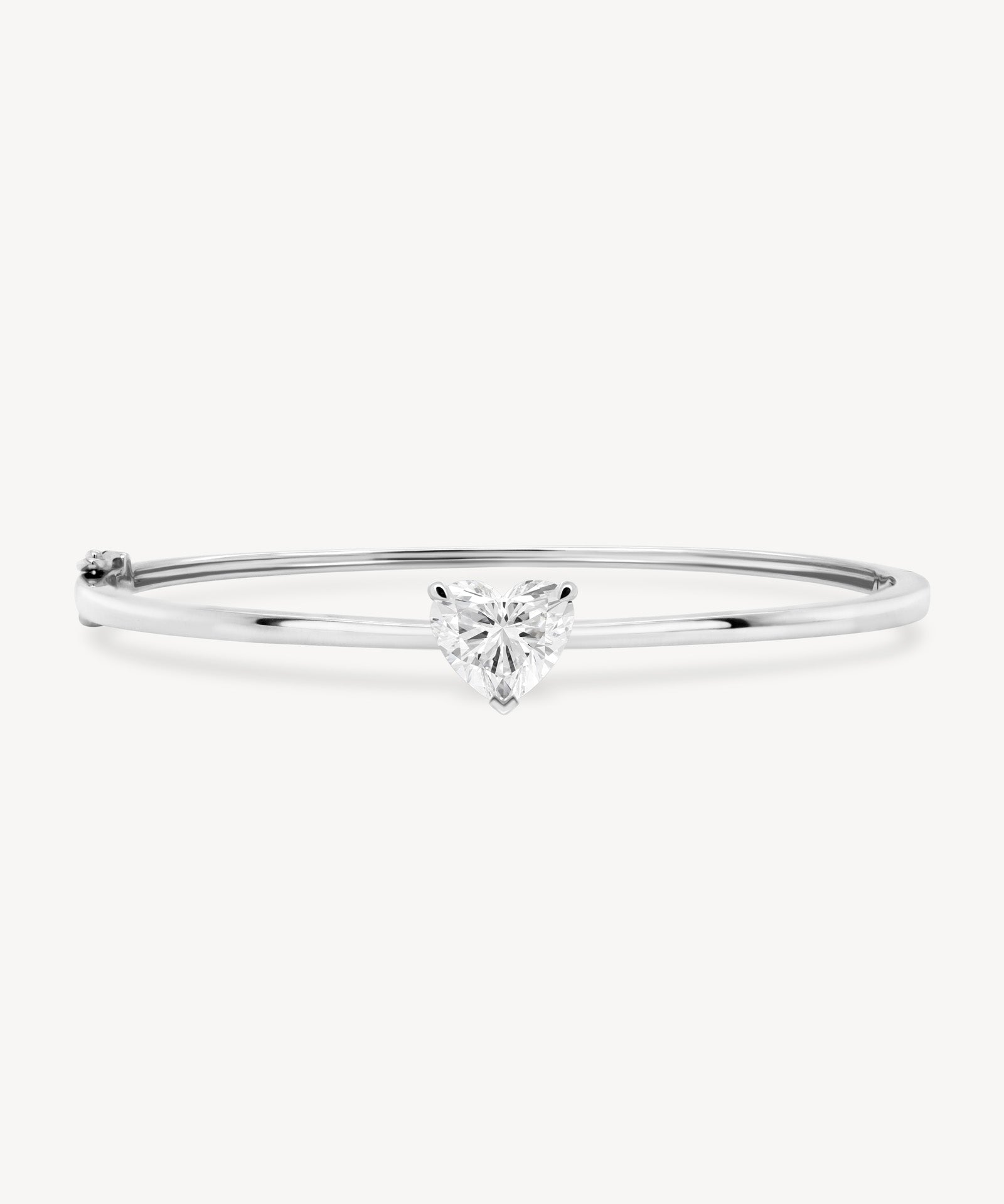 Heart Shaped Diamond Solitaire Bangle