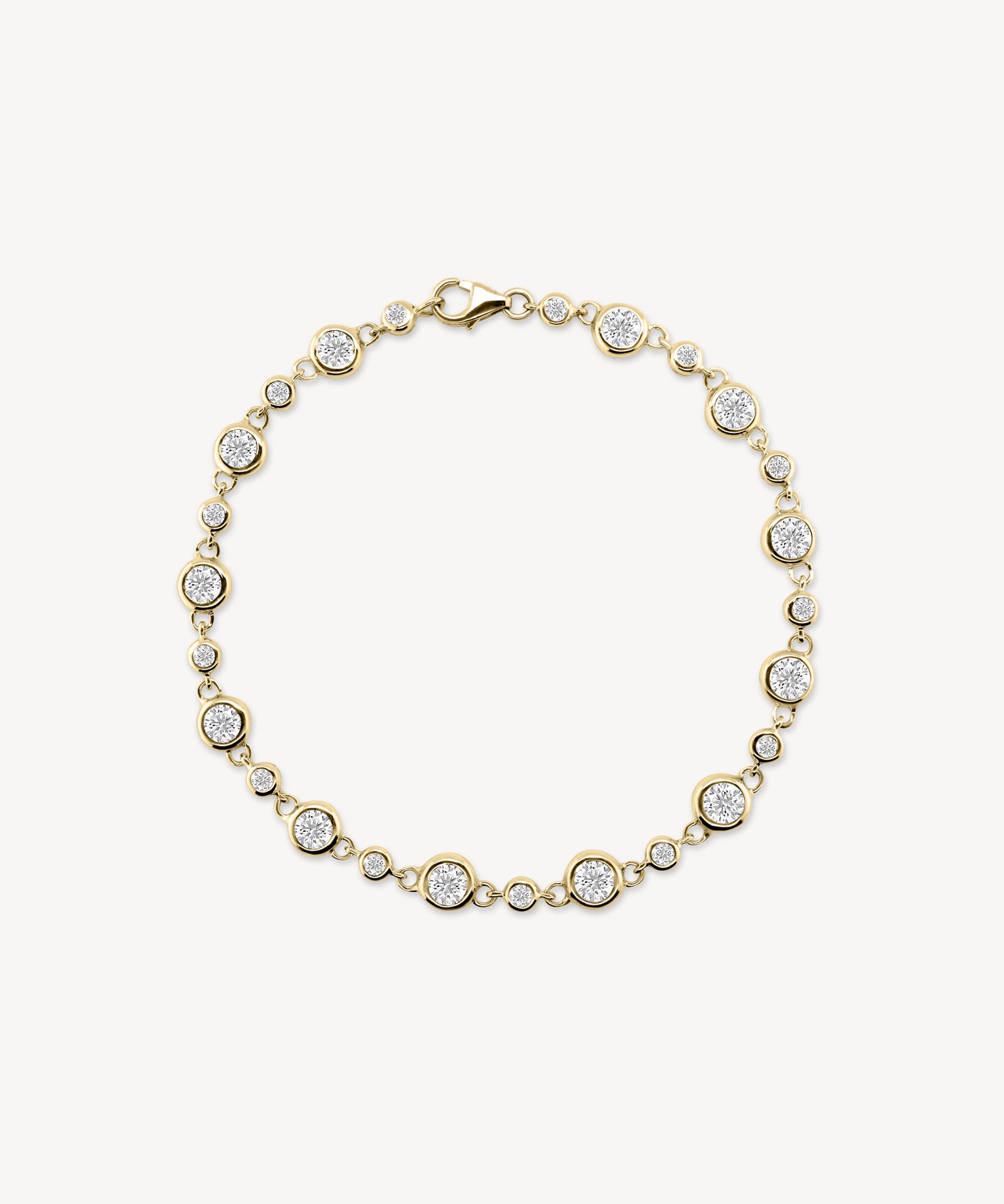 Round Cut Diamond Bezel Station Bracelet