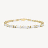 Alternating Baguette and Round Cut Diamond Bracelet