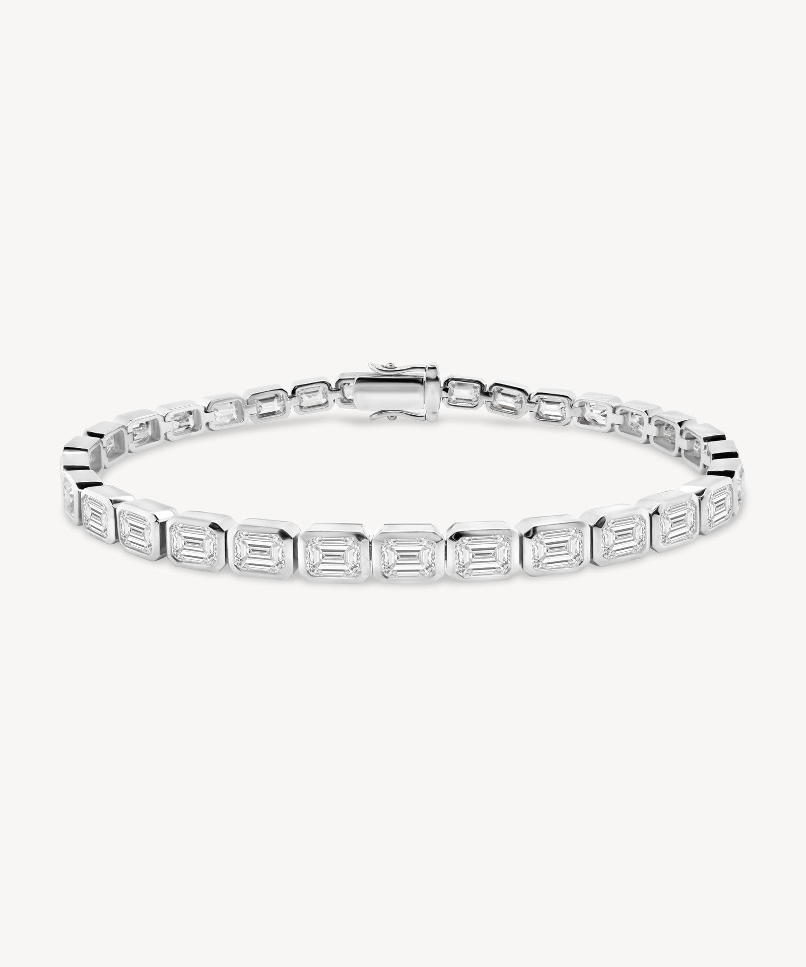 Emerald Cut Diamond Bezel Tennis Bracelet