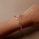 Baguette Cut Diamond and Half Link Tennis Bracelet (Large)