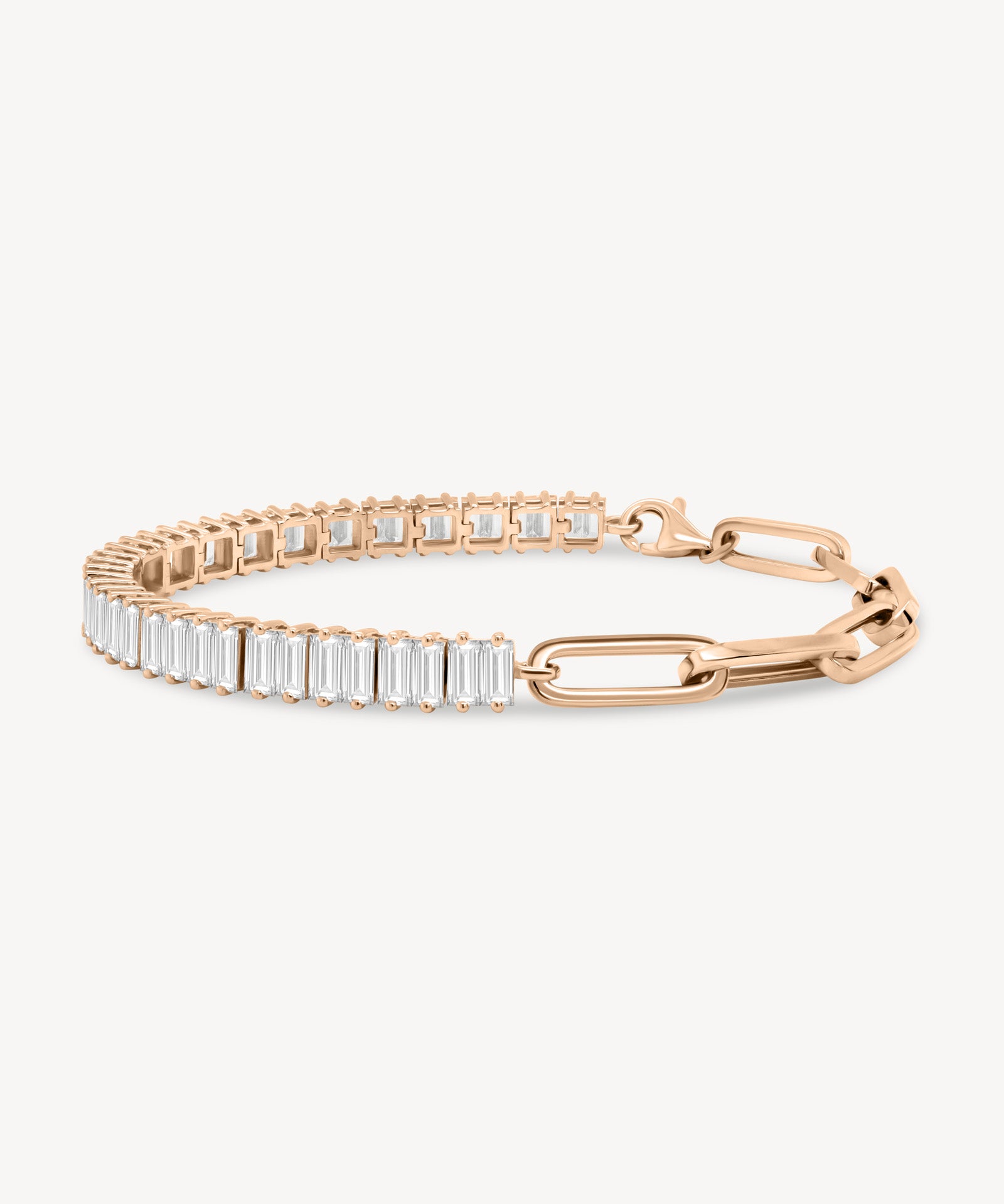 Baguette Cut Diamond and Half Link Tennis Bracelet (Large)