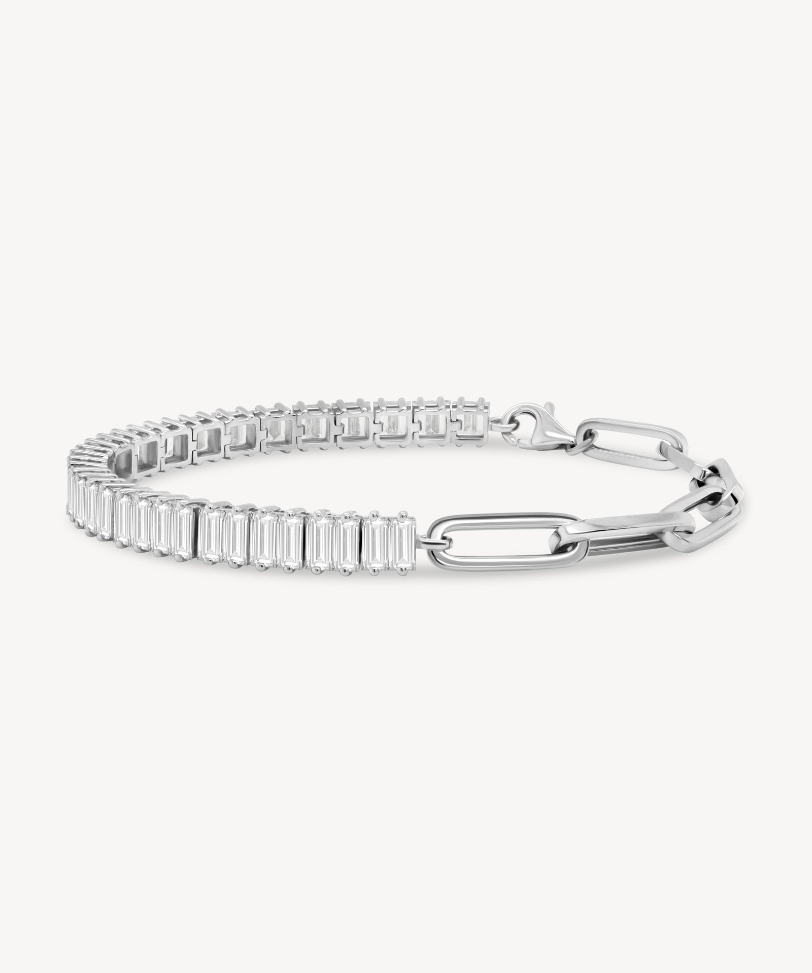 Baguette Cut Diamond and Half Link Tennis Bracelet (Large)
