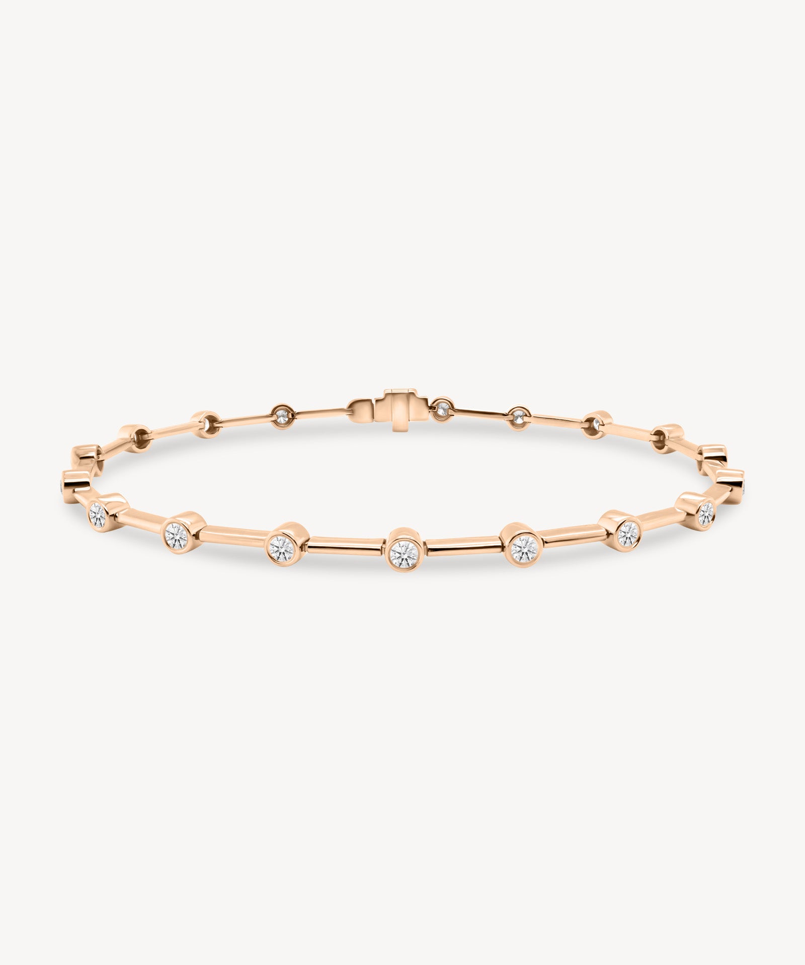 Round Cut Diamond Bezel Bar Bracelet