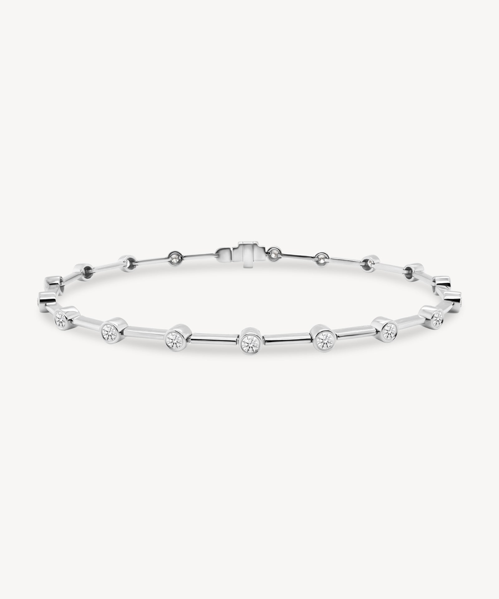 Round Cut Diamond Bezel Bar Bracelet