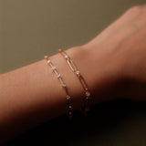 Round Cut Diamond Station Link Bracelet