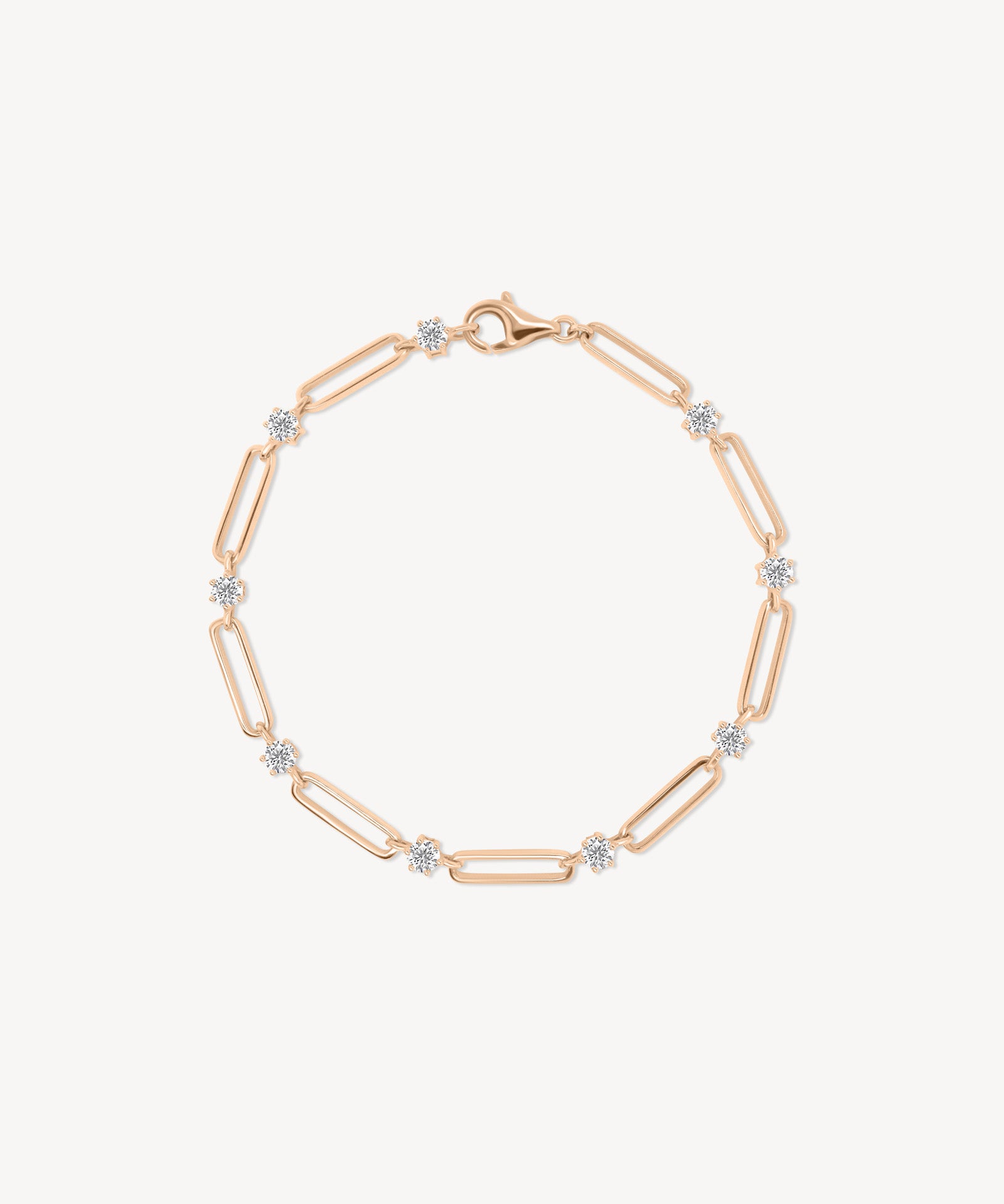 Round Cut Diamond Station Link Bracelet