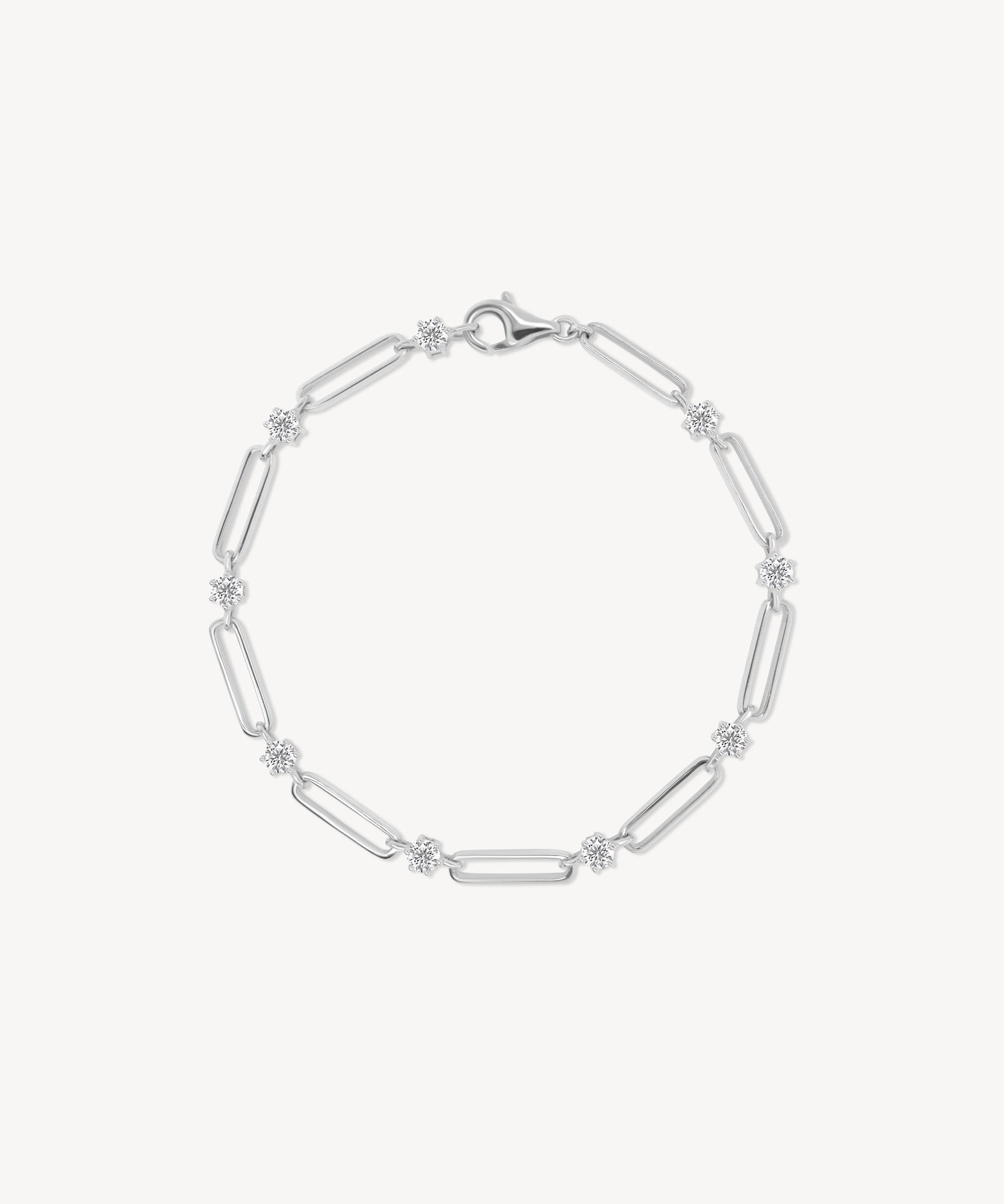 Round Cut Diamond Station Link Bracelet