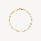 Round Cut Diamond Station Link Bracelet