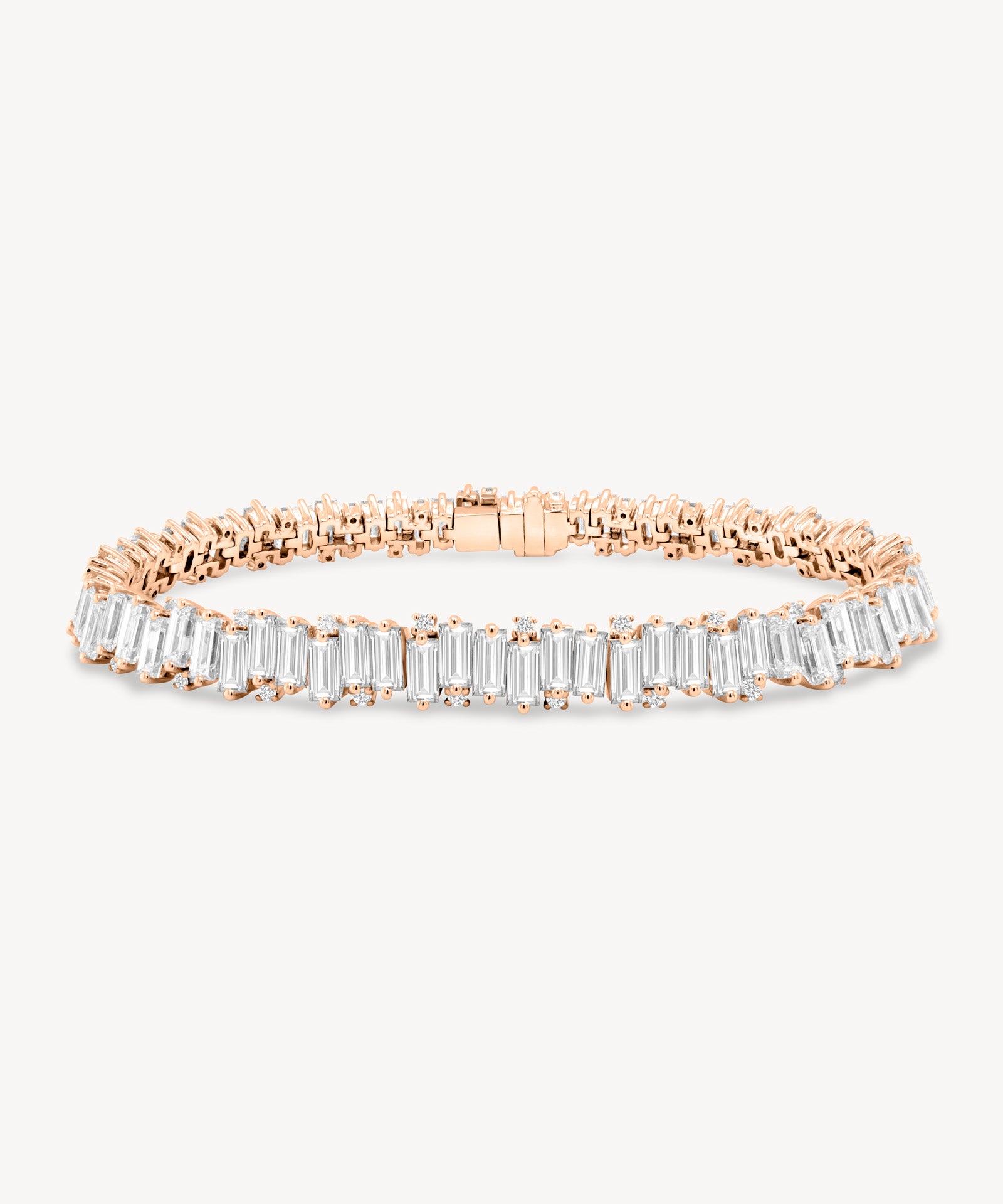 Staggered Baguette and Round Cut Diamond Bracelet