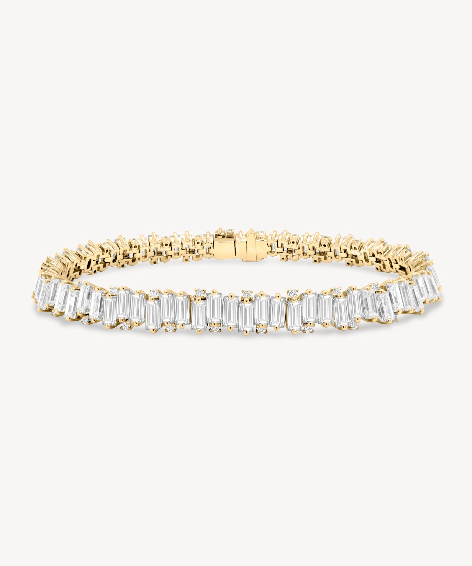 Staggered Baguette and Round Cut Diamond Bracelet