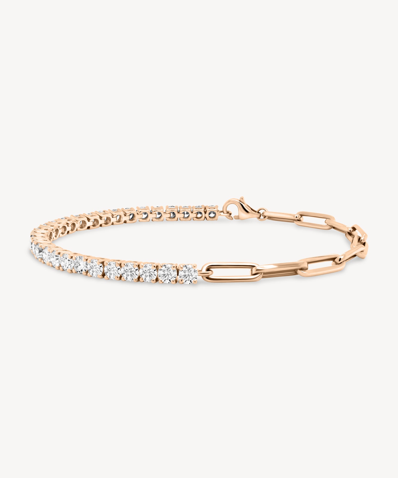 Round Cut Diamond and Half Link Tennis Bracelet