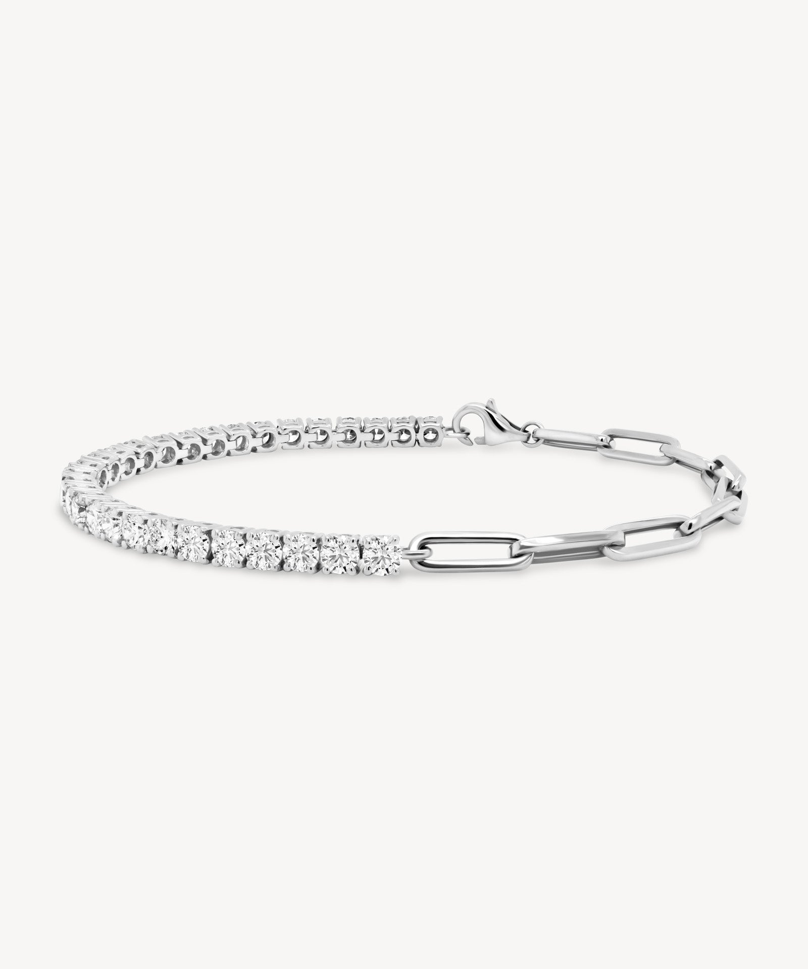 Round Cut Diamond and Half Link Tennis Bracelet