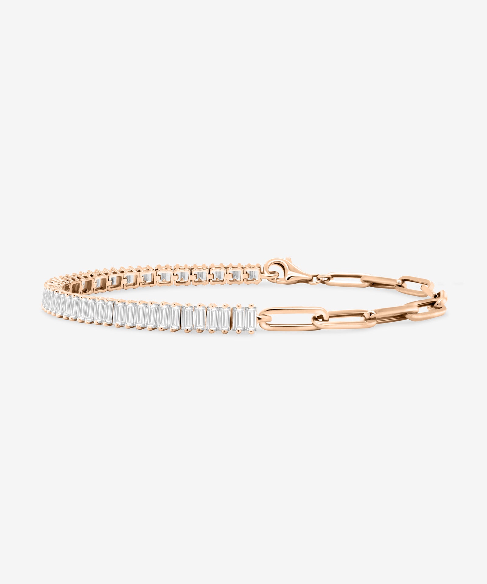 Baguette Cut Diamond and Half Link Tennis Bracelet (Small)