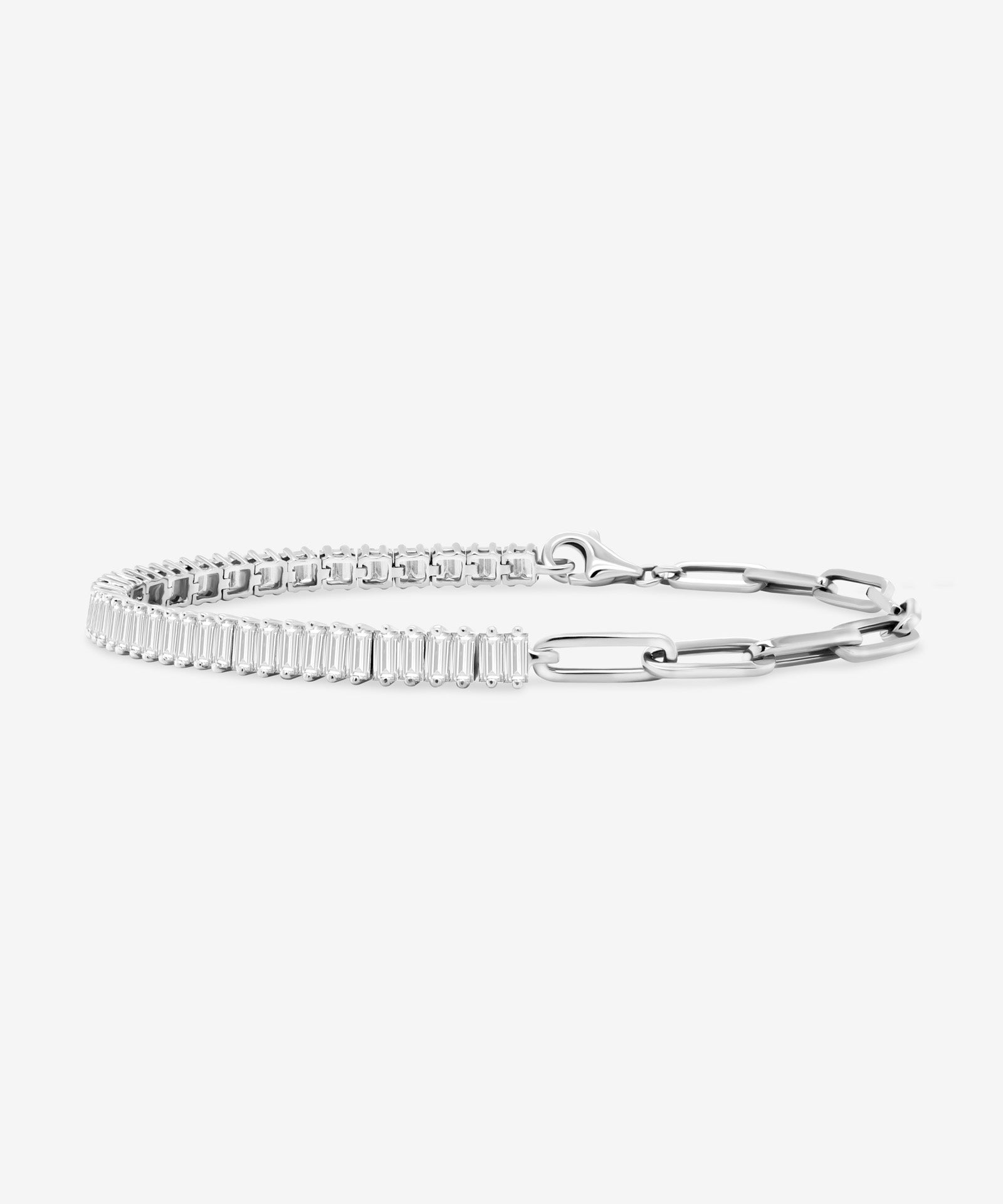 Baguette Cut Diamond and Half Link Tennis Bracelet (Small)